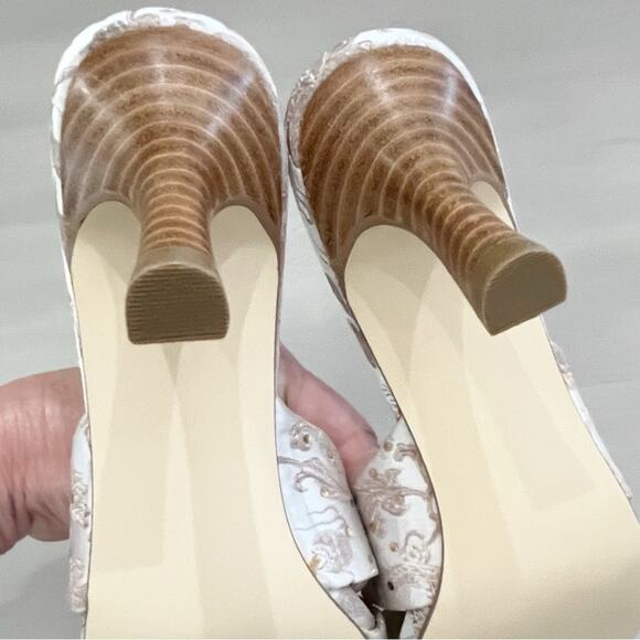 Steve Madden P-Kiss Heels Satin Floral Sparkle Slip On Sandal Open Toe 7.5 - Picture 5 of 7